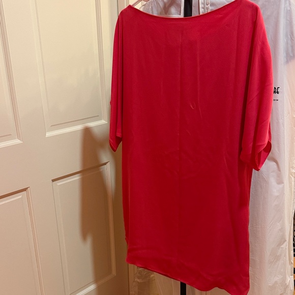 Milly Stretch NWT Silk Mini Dress Rose Color Size Large Dolman Sleeve Pullover - Picture 3 of 5